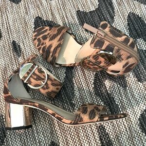 Marc NewYork Andrew Marc Leopard w/Gold block Heels 7.5 women’s dress shoes
